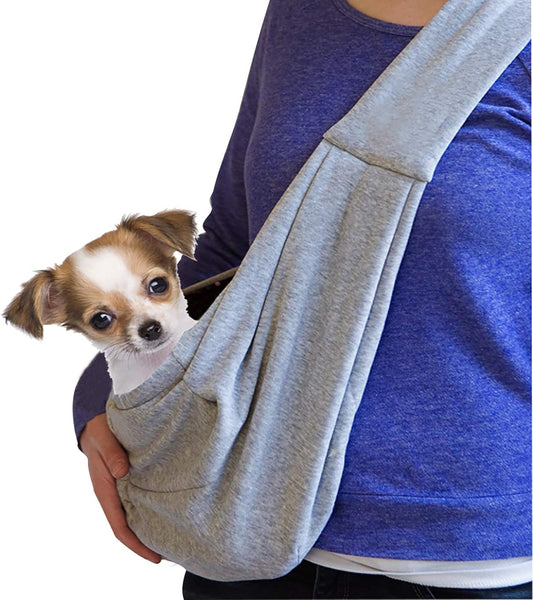 Dog and Cat Sling Carrier Little Pet Carrier Shoulder Crossbody Pet Slings for Outdoor Traveling Subway (Gray)