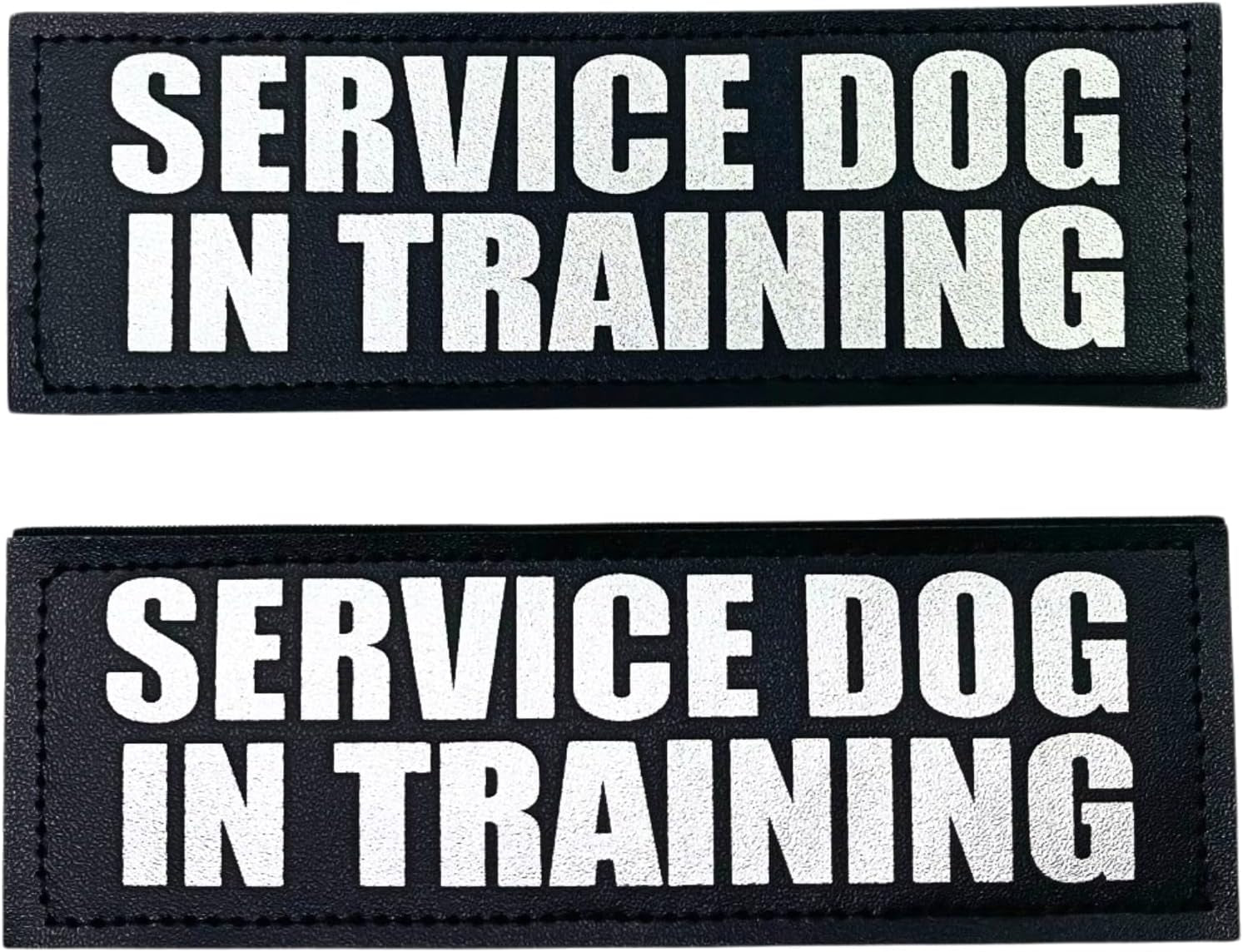 Reflective Service Dog in Training Patches with Hook and Loop Backing for Service Animal Vests /Harnesses Medium (5 X 1.5) Inch