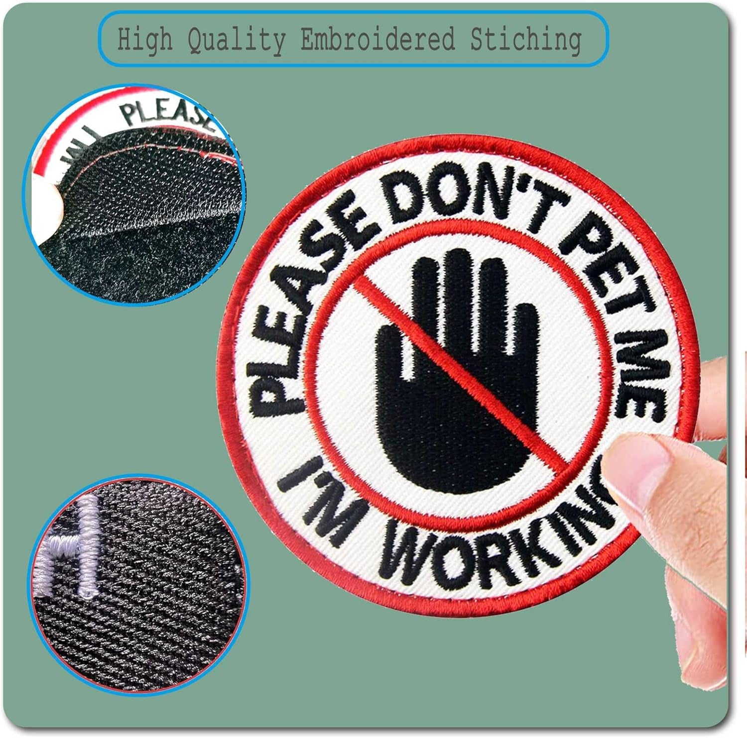 Tactical Service Dog Patch, Please Don'T Pet Me I'M Working Service Dog Embroidered Hook & Loop Patch for Dog Vests