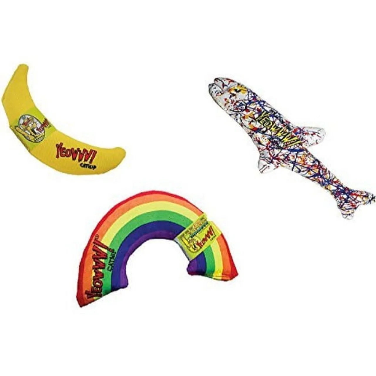 Organic Catnip 3-Toy Variety Pack with Rainbow, Banana, and Pollock