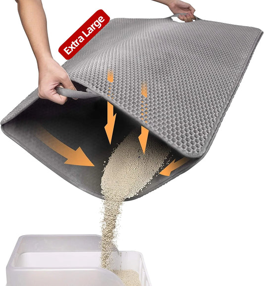 Cat Litter Mat - 30"X24" Honeycomb Double Layer, Urine Waterproof, and Easy to Clean