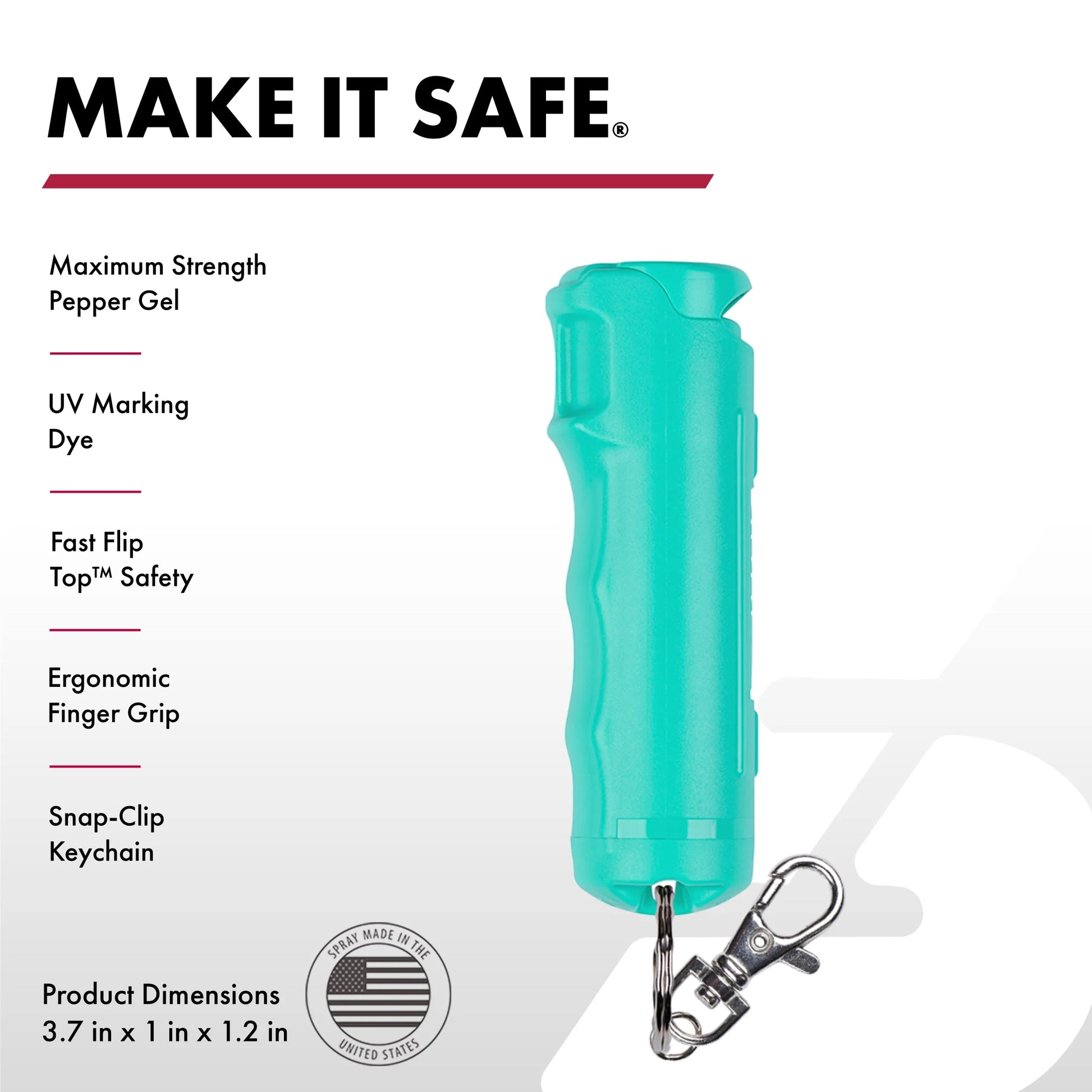 Fast Flip Top Pepper Gel with Finger Grip and Snap Clip, Mint Color, 1 in X 1 in X 3.875 In