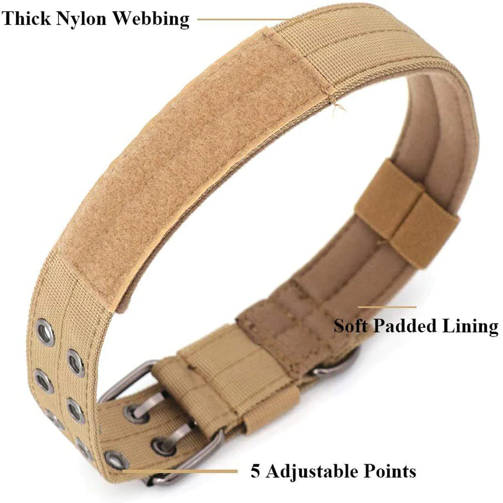 2" Wide Tactical Heavy Duty Nylon Large Dog Collar K9 Military with Metal Buckle