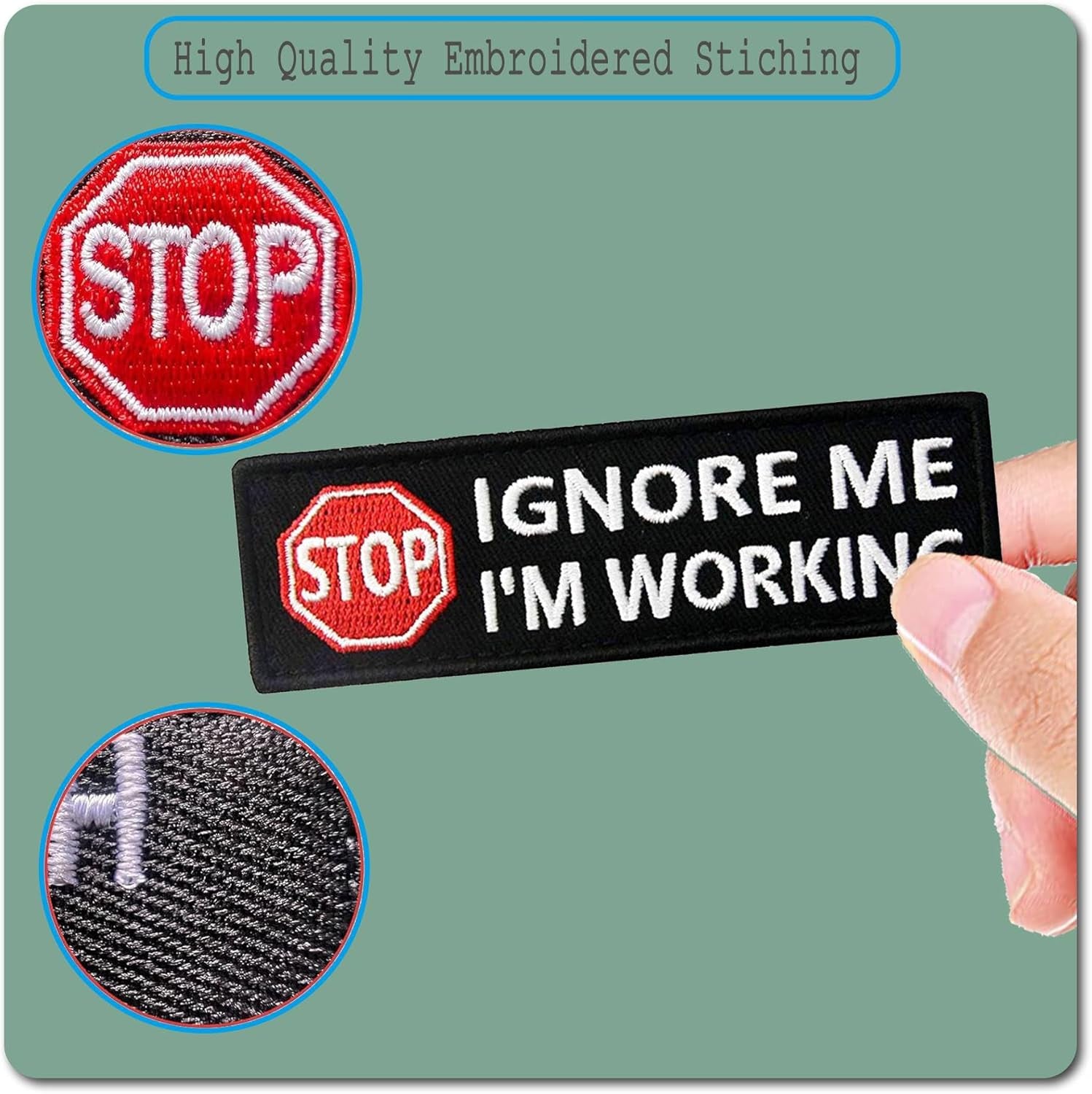 Ignore Me I Am Working Dog Patch for Service Dog Tactical Vests Harnesses, Small Embroidered Hook & Loop Patch