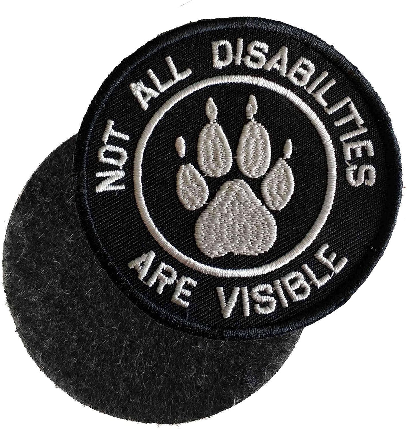 Service Dog Patch, Not All Disabilities Are Visible Embroidered Dog Paw Patch for Vests/Harnesses, Emblem Fastener Tactical Hook & Loop Patch (Paw Abilities)