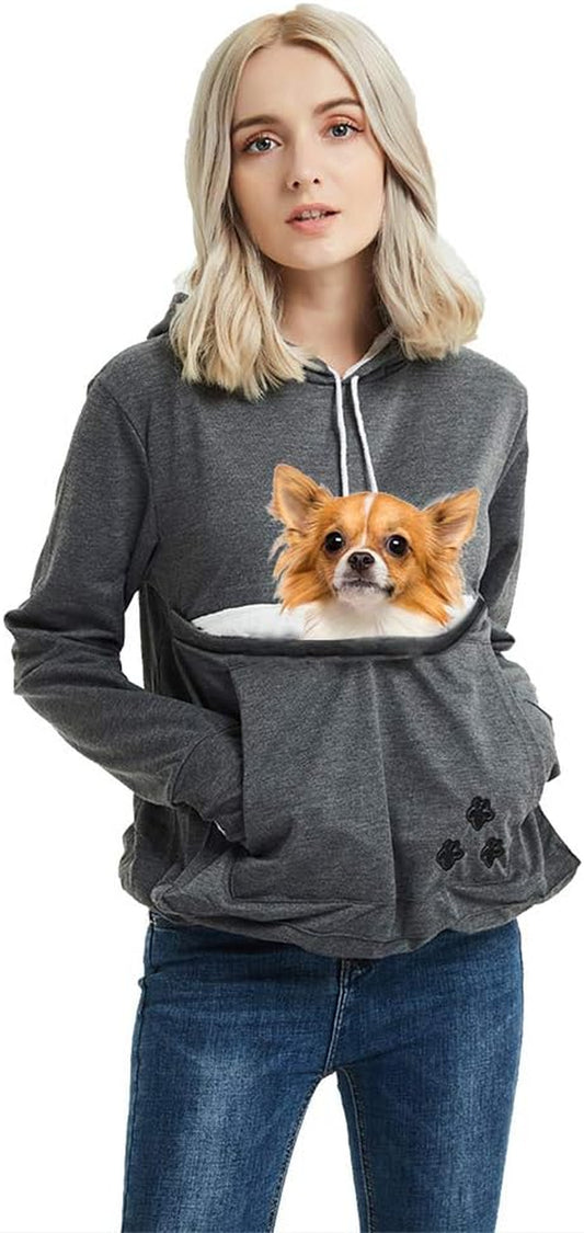 Unisex Pet Carrier Hoodie Cat Dog Pouch Holder Sweatshirt Shirt Top