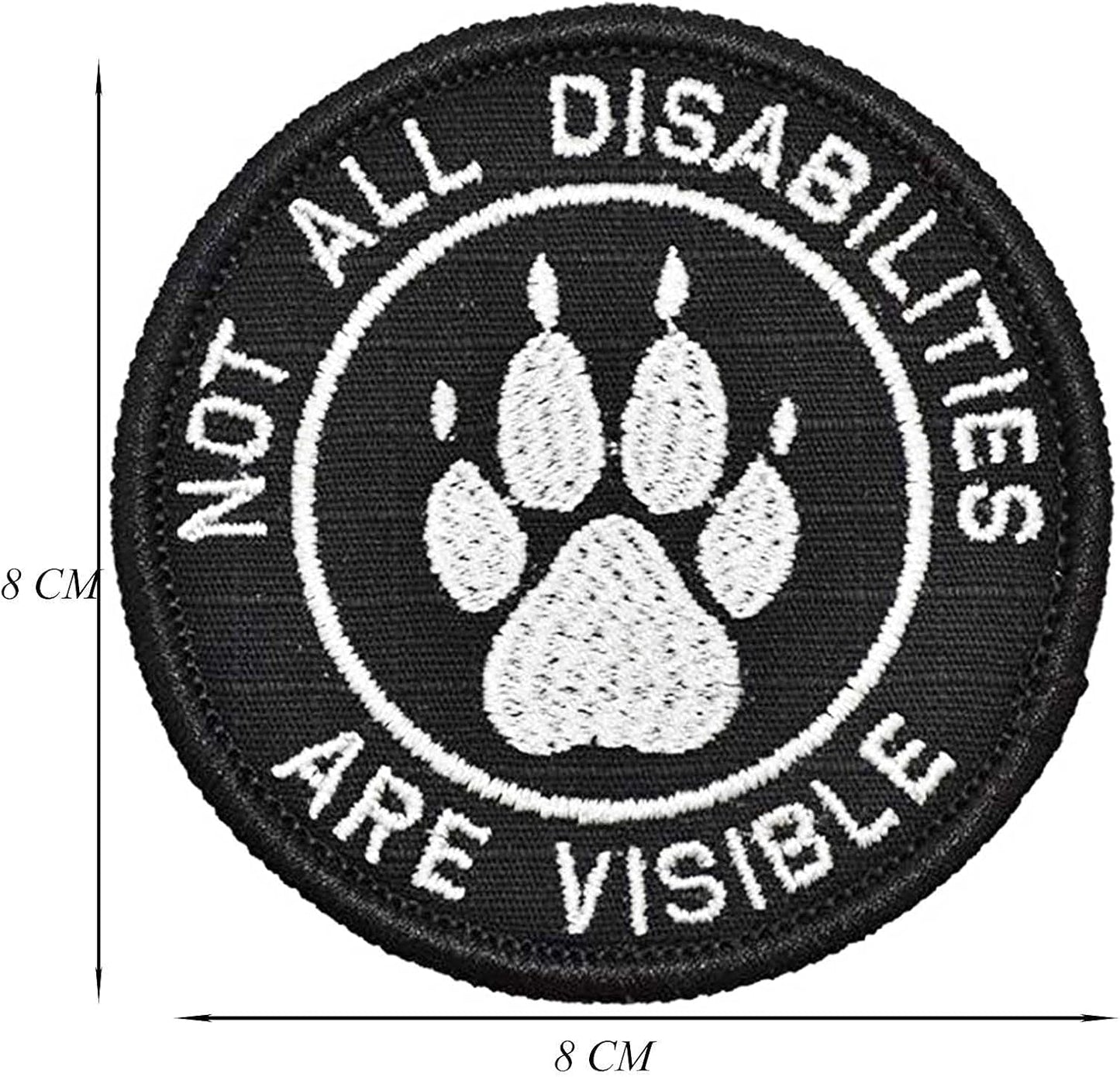 Service Dog Patch, Not All Disabilities Are Visible Embroidered Dog Paw Patch for Vests/Harnesses, Emblem Fastener Tactical Hook & Loop Patch (Paw Abilities)