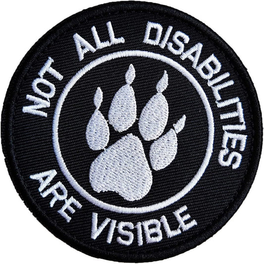 Service Dog Patch, Not All Disabilities Are Visible Embroidered Dog Paw Patch for Vests/Harnesses, Emblem Fastener Tactical Hook & Loop Patch (Paw Abilities)