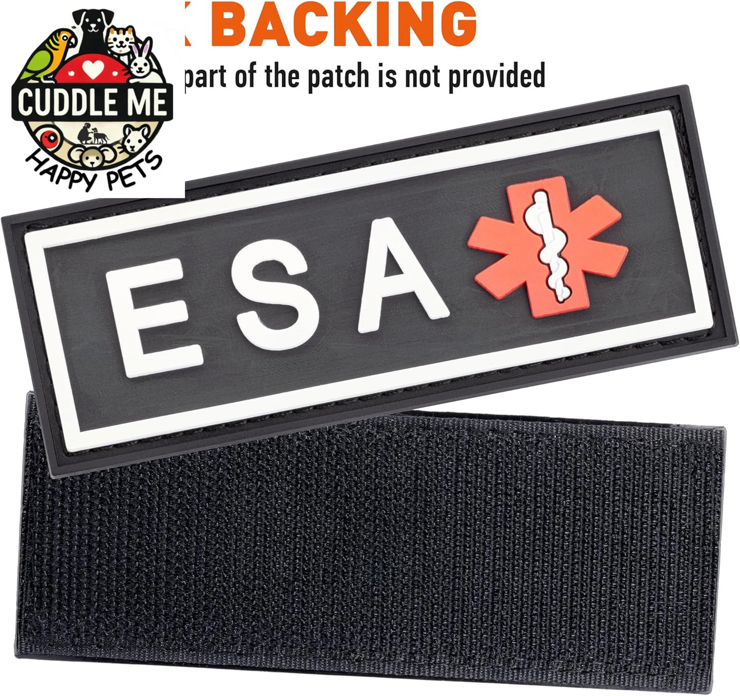 Emotional Support Animal Patch for Dog Harness and Vest ESA Removable 3D Rubber Patches Hook Backing for Small or Large Service Dogs