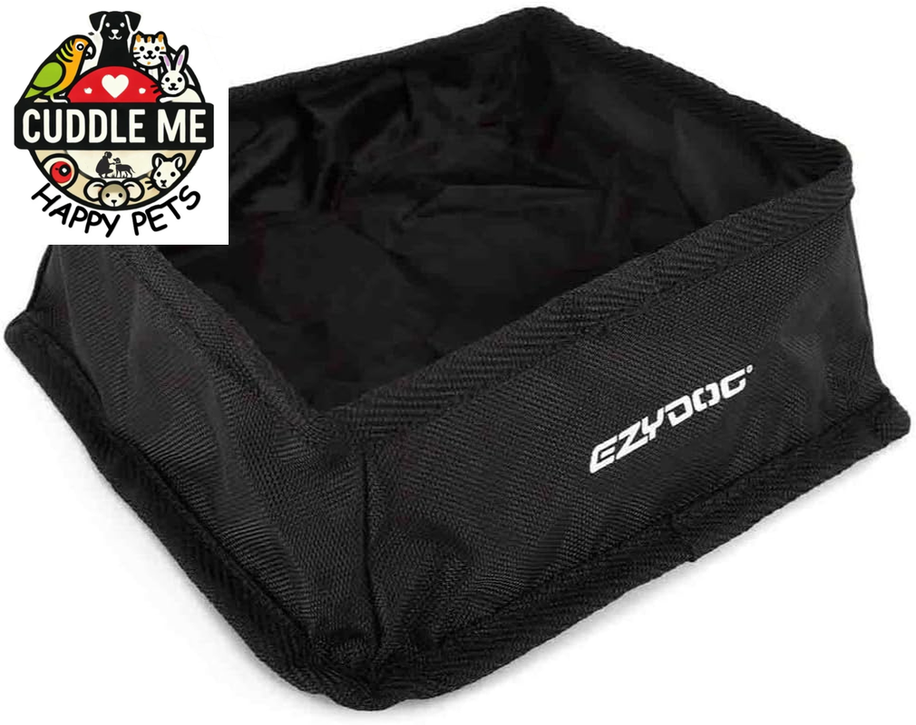 Fold-A-Bowl Portable Dog Bowl - Leak Proof Design and Folds Flat for Easy Transport - Storage Bag Includes Clip for Attachment While Walking, Hiking, and Running (Black, Large)