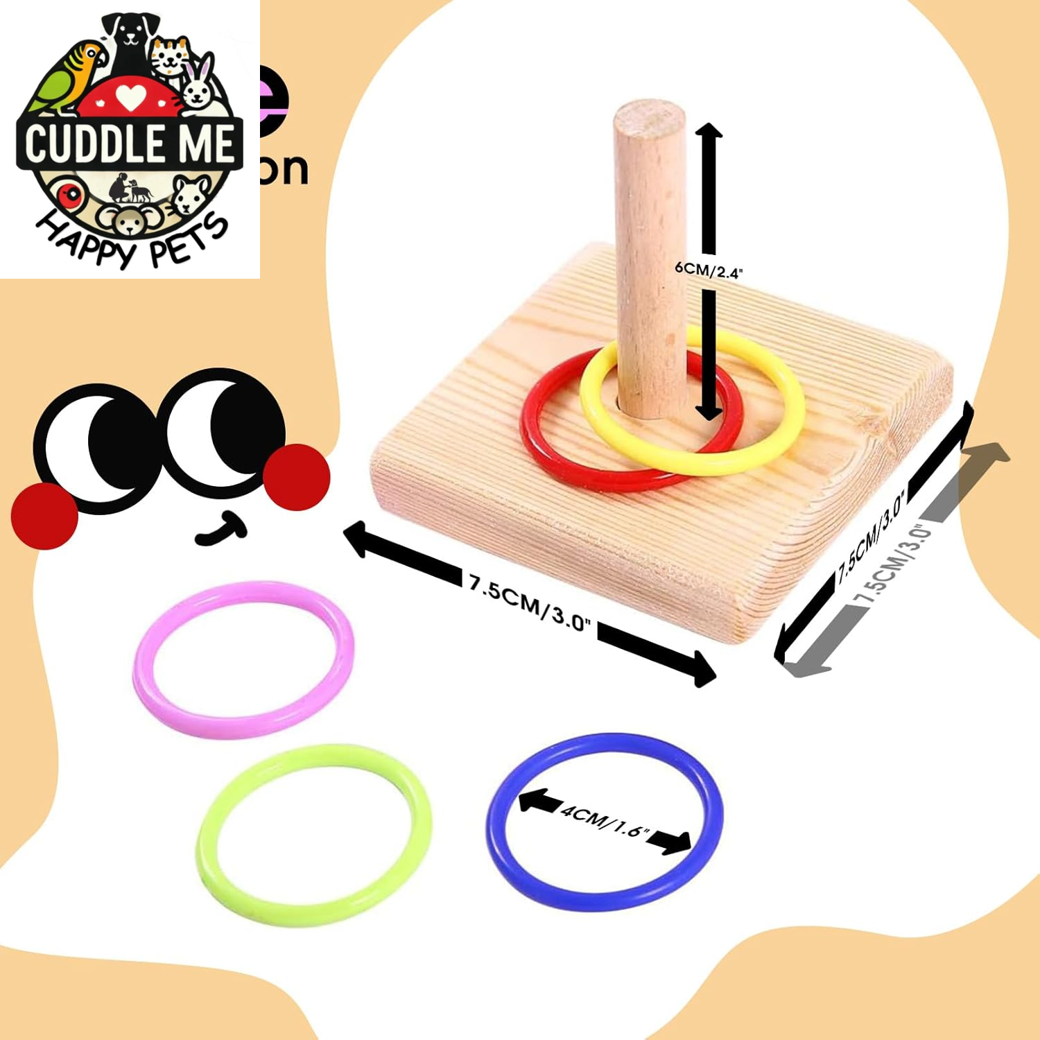 Bird Training Ring Toy, Parrot Trick Tabletop Toys, Bird Educational Toys, Stacking Color Rings,Bird Cage Toys
