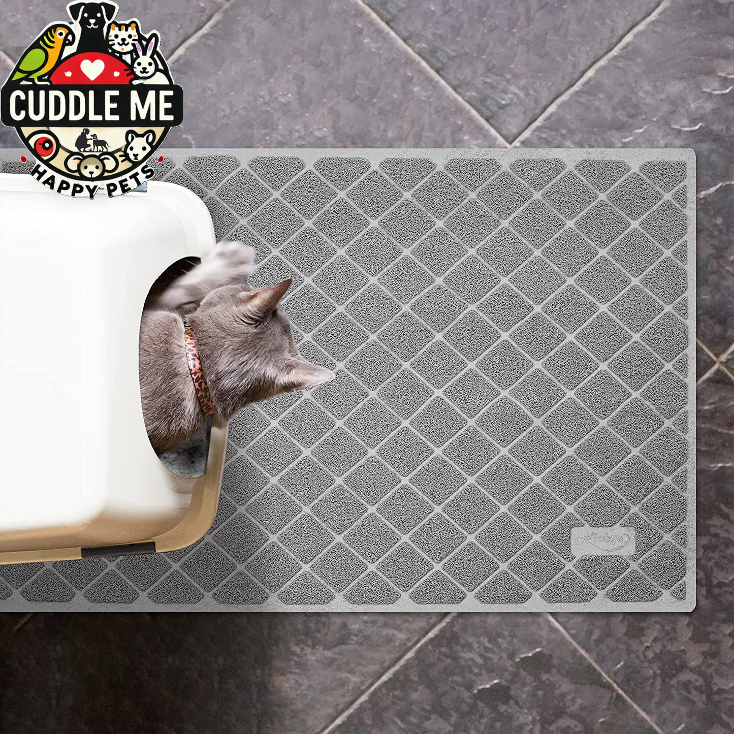 Premium Cat Litter Mat, Litter Box Mat with Non-Slip and Waterproof Backing, Litter Trapping Mat Soft on Kitty Paws and Easy to Clean, Cat Mat Traps Litter from Box