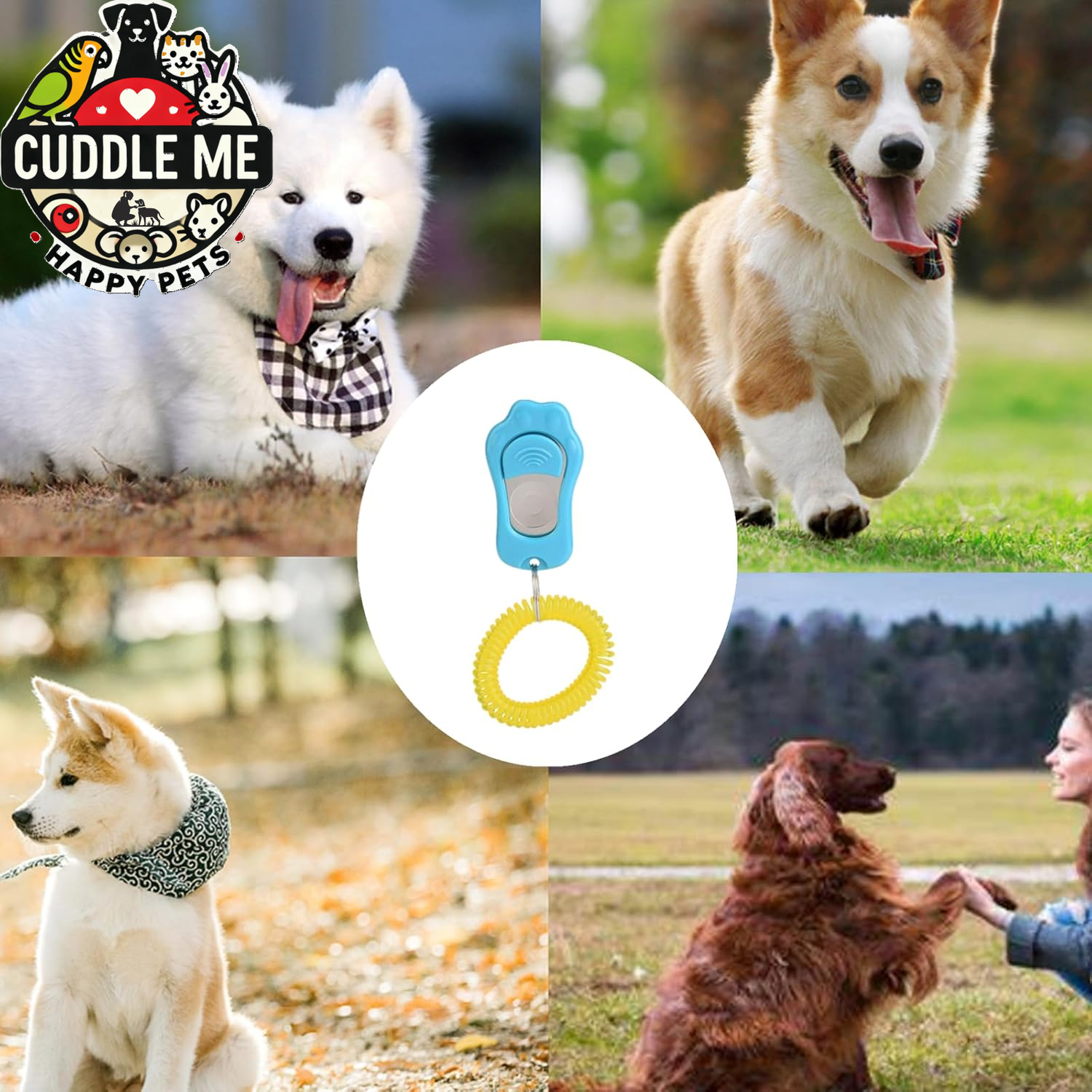 Dog Clicker for Training, 2 Packs Dog Training Clicker Pet Behavioral Training Clicker, Adjustable 3 Gears Pet Dog Training Clicker with Wrist Strap for Dogs Cats Birds Horses, Sky Blue