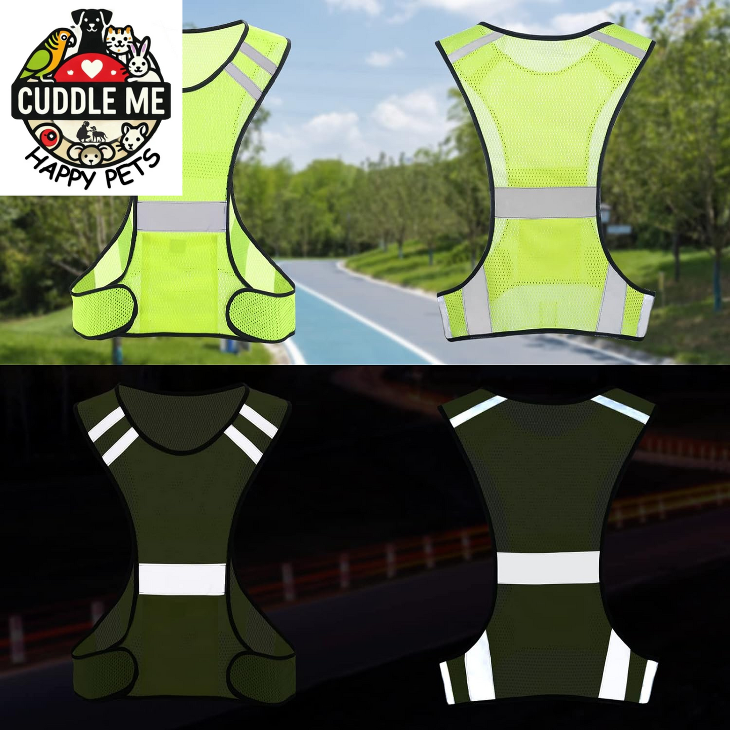 Reflective Running Vest, High Visibility Running Gear with Large Pocket