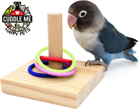 Bird Training Ring Toy, Parrot Trick Tabletop Toys, Bird Educational Toys, Stacking Color Rings,Bird Cage Toys