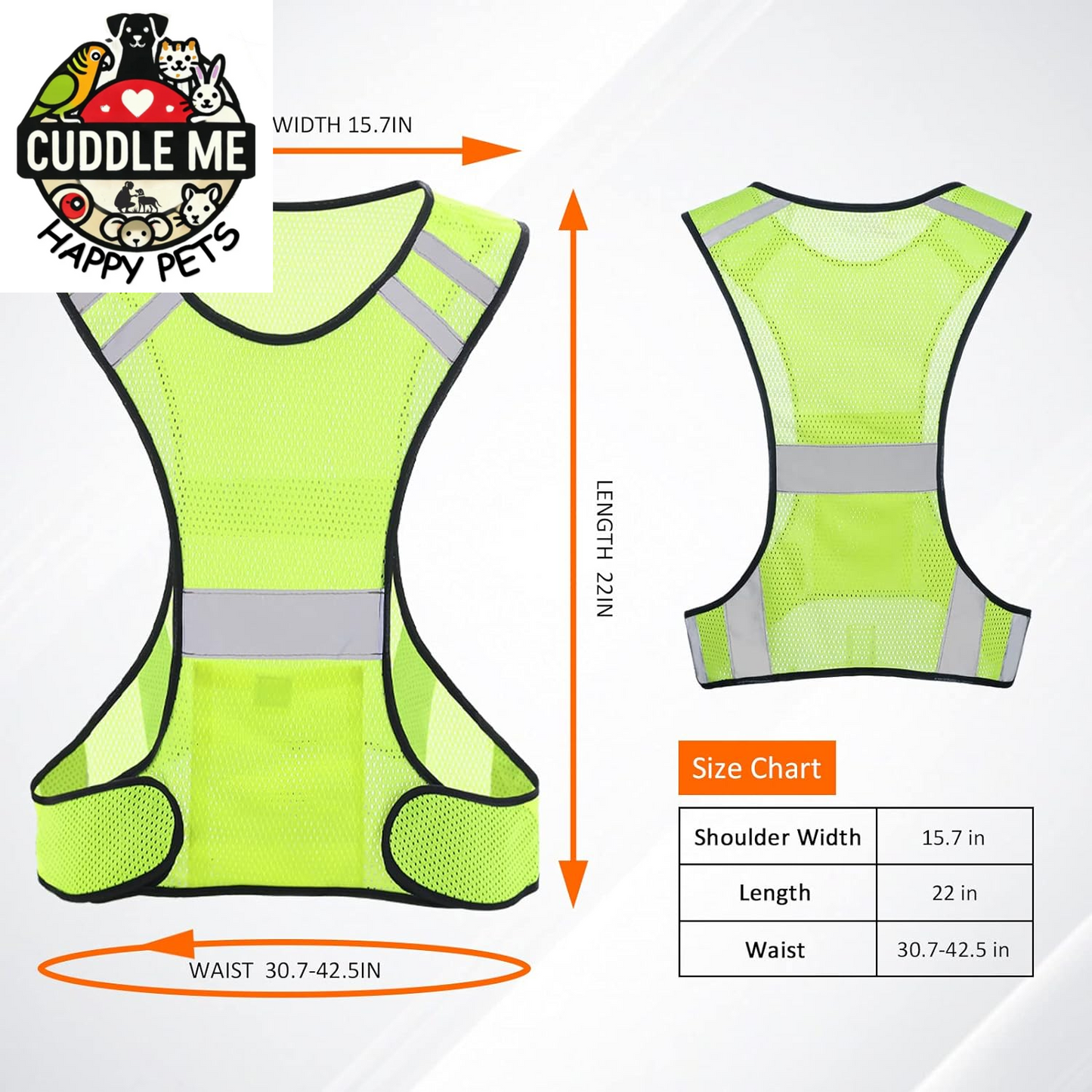 Reflective Running Vest, High Visibility Running Gear with Large Pocket