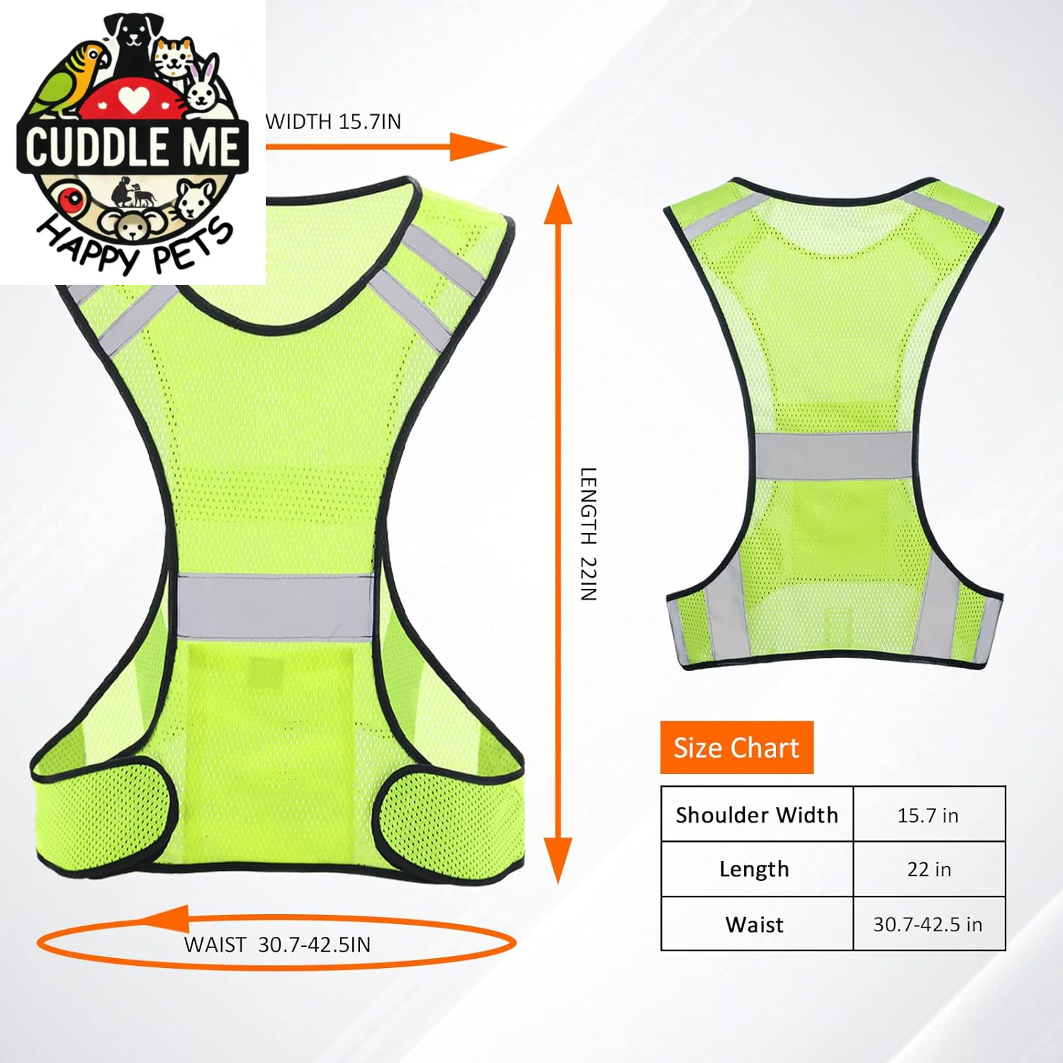 Reflective Running Vest, High Visibility Running Gear with Large Pocket