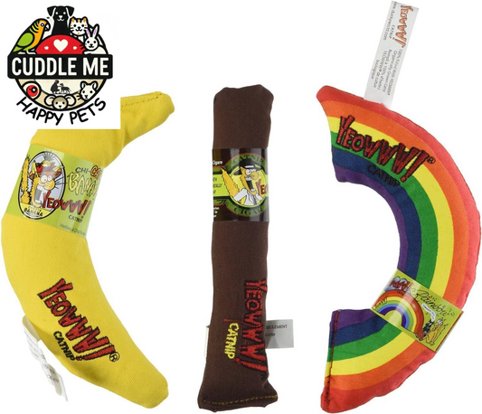 2-Pack  Organic Catnip 3-Toy Variety Pack with Cigar, Banana, and Rainbow