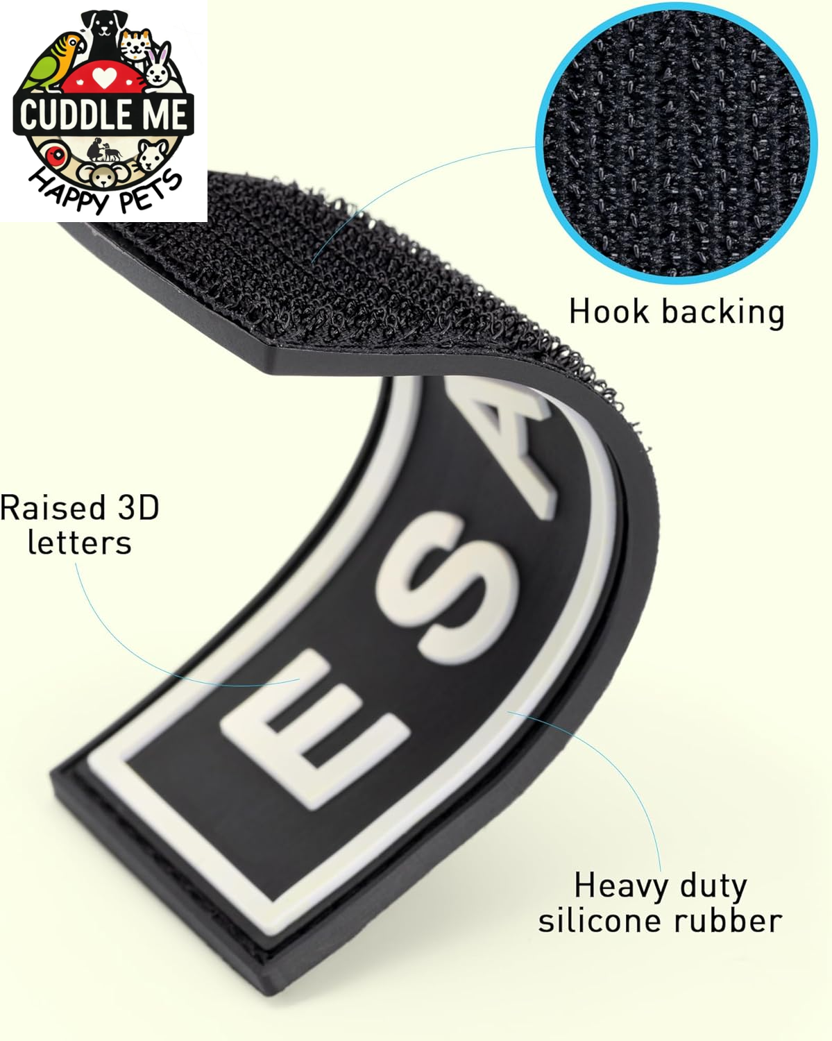 Emotional Support Animal Patch for Dog Harness and Vest ESA Removable 3D Rubber Patches Hook Backing for Small or Large Service Dogs