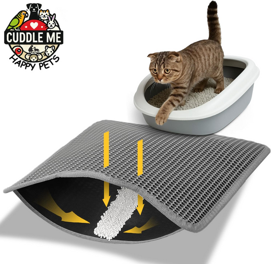 Cat Litter Mat 23"X17", Double Layer Urine & Waterproof Trapping Mat for Kitty Litter Box, Easy to Clean, Non-Slip, Scatter Control Cat Matt for Floor, Gray