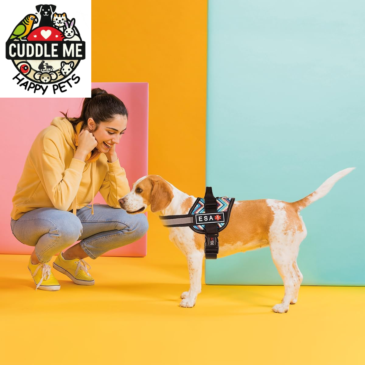 Emotional Support Animal Patch for Dog Harness and Vest ESA Removable 3D Rubber Patches Hook Backing for Small or Large Service Dogs