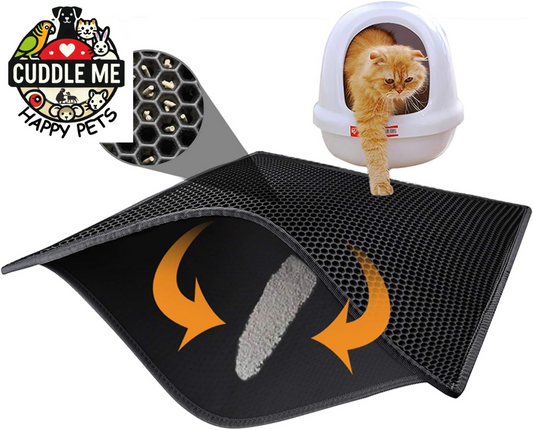 Cat Litter Mat Double Layer Waterproof Urine Proof Trapping Mat 1 Pack (Black, 30X24 Inch (Pack of 1))